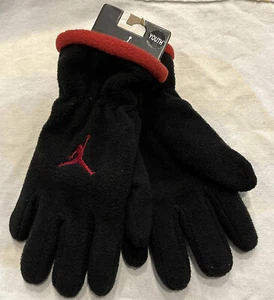 Jordan Jumpman Fleece Winter Gloves Black Red Logo Youth Sz 8/20 - Picture 1 of 4