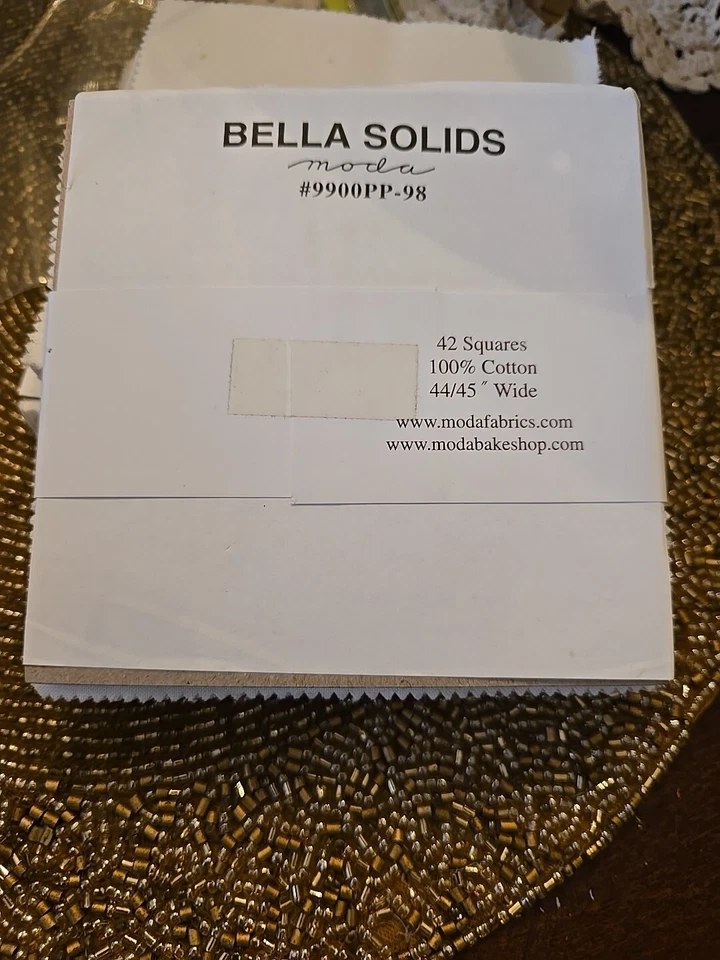 Moda Bella Solids Off-White Charm Pack 42 5" Precut Quilt Squares 9900PP-200 - Image 1 of 3