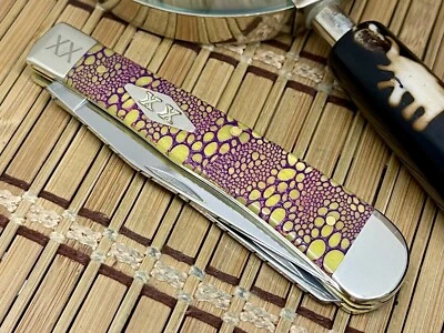 Case XX USA Yellow Bone Purple Edition Lizard Skin Trapper Pocket Knife - Imagem 1 de 4