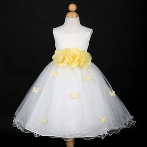New Ivory/Belle Yellow Princess Wedding Flower Girl Dress 6M 12M 18M 2 4 6 8 10 - Picture 1 of 2