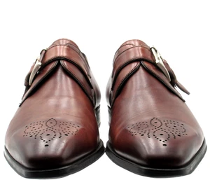 Men's Magnanni for Neiman Marcus Burnished Brown Monk Strap Loafers Size 10 M - Picture 1 of 10