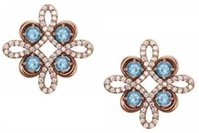 2.00ct Diamante Redondo Natural 14k Oro Rosa Zafiro Aniversario Tuerca Pendiente - Imagen 1 de 3