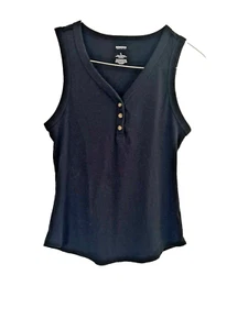 Camiseta sin mangas Sonoma negra acanalada cuello en V para mujer L algodón elástico nueva sin etiquetas - Imagen 1 de 4