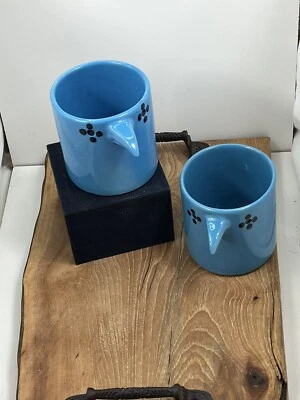 West Elm Guatemalan 2 Bird Cup Coffee Mugs Hand Painted 16 oz Blue ! ☕️🔥 - Image 1 of 4