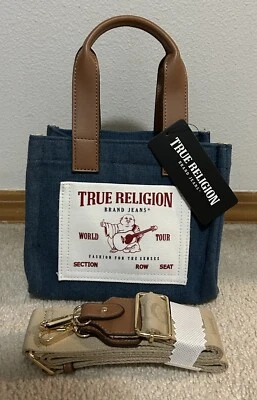 Nuevo con etiquetas Bolso Bandolera True Religion Buddha Guitar Logo Denim Azul Oscuro Foto 1 de 4