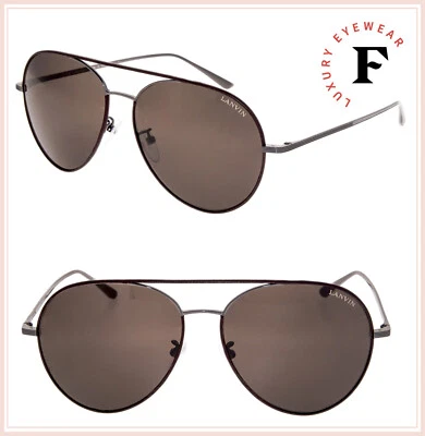 Авиаторские солнцезащитные очки LANVIN 110 рутений коричневая кожа титан SLN110M унисекс - Изображение 1 из 4