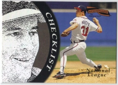 GREG MADDUX  HOF 1996 PINNACLE AFICIONADO N.L. CHECKLIST #199 NM-MT Condition - Image 1 of 2
