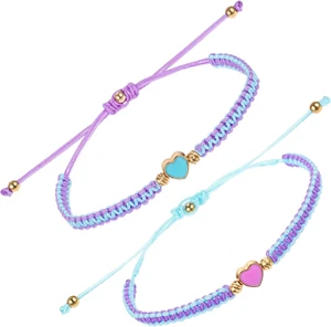 2Pcs BFF Bracelets, Heart Matching Bracelets Adjustable Braided Bracelets Best F - Picture 1 of 12