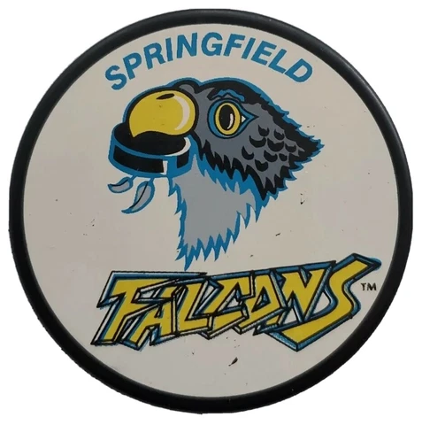 READ! SPRINGFIELD FALCONS OFFICIAL AHL HOCKEY PUCK INGLASCO + VEGUM MFG Cover