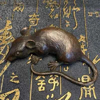 Chinese bronze handmade mouse Figure statue netsuke collectable table decoration - Image 1 of 4