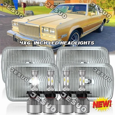 4PCS 4x6" LED Headlights Hi-Lo H4 Fit Buick Riviera 1977 1978 1979 1980-1985 DOT Foto 1 de 4