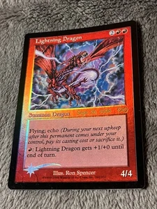 Lightning Dragon Urza’s Saga 1st FOIL Pre-Release Promo Magic MTG LP - Picture 1 of 11