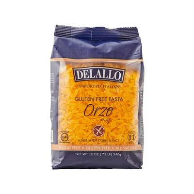 Massa Orzo Sem Glúten DeLallo, Saco de 12 oz, Feita com Farinha de Milho e Arroz, - Imagem 1 de 4