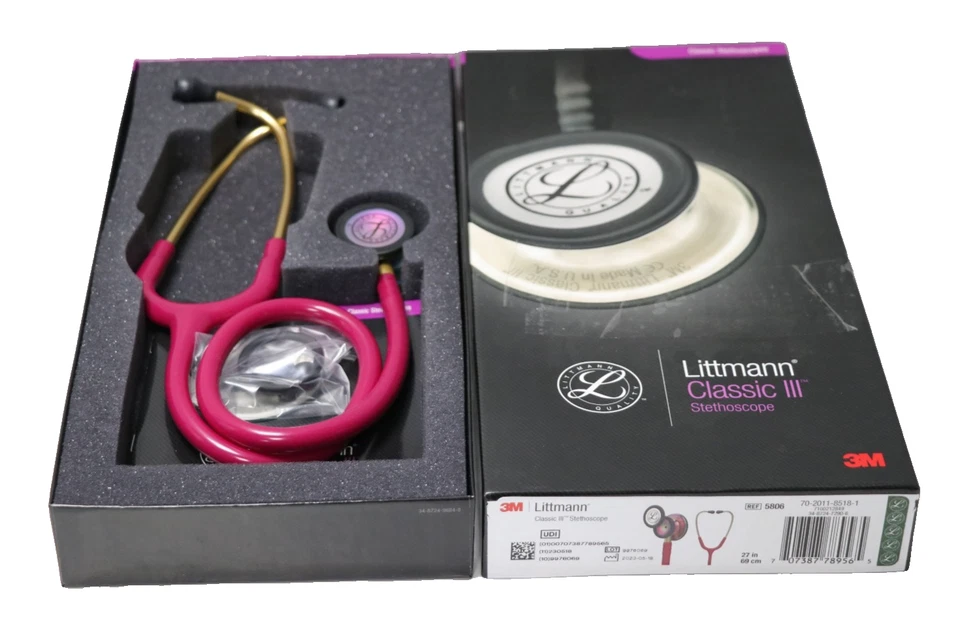 3M Littmann Classic III Stethoskop zuÜberwachung,5806,himbeerroter Schlauch,69cm - Bild 1 von 1