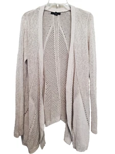 Tahari Linen/Cotton Blend Open Knit Tan Open Front Cardigan Size 1X Beachy - Picture 1 of 6