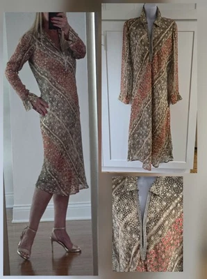 VTG A.B.S. Evening By Allen Schwartz Sz 8  Silk Blend Rhinestones Dress  - Image 1 of 4