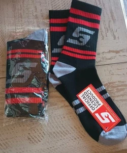 Snap-On CREW-Socken rot schwarz grau gestreift Medium Large, hergestellt in den USA *NEU* - Bild 1 von 3