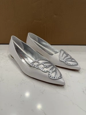 Sapatilhas de casamento Sophia Webster cetim branco borboleta esposa para a vida - Imagem 1 de 4