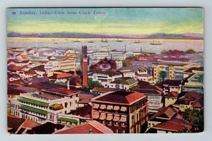 Bombay India, View From Clock Tower Vintage Souvenir Postcard - Picture 1 of 2