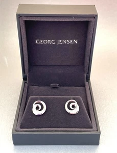 Georg Jensen St Silver Earrings Vivianna Torun, Mobius Continuity pierced boxed - Picture 1 of 11