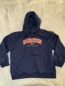 UNDER ARMOUR ~ Wheaton College Navy Blue Hoodie ~ Sewn on Letters ~ XL Loose - Picture 1 of 7