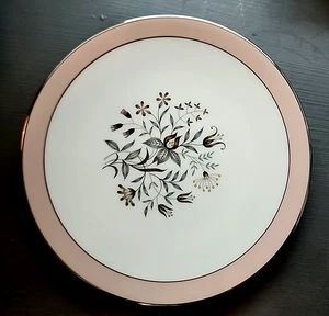 FLINTRIDGE WOODSONG California Tan/Pink Band Silver Rim 6-3/8 inch Plate ONE - Picture 1 of 4