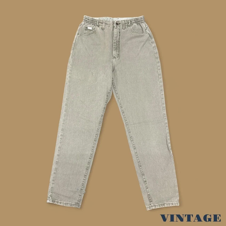 Jeans Lee vintage años 90 cintura elástica pierna cónica mamá beige/gris W28 L30 Foto 1 de 4
