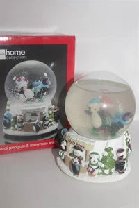 JC PENNY HOME COLLECTION MUSICAL PENGUIN & SNOWMAN SNOW GLOBE 5 1/2" TALL - Picture 1 of 4