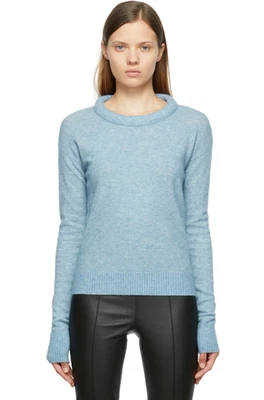 Helmut Lang Sweater Womens sz S Padded Neck Pullover Wool Blend Light Blue $345 - Image 1 of 4