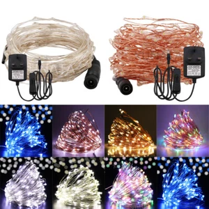 12V LED String Fairy Lights Copper Micro Wire Xmas Party Wedding+ UK Mains Plug - Picture 1 of 15