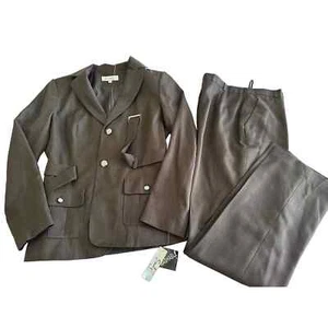 Neu mit Etikett Damenjacke Hose brauner Anzug 2-teiliges Set 8 neu waschbar trocken sauber Arbeit Büro - Bild 1 von 14