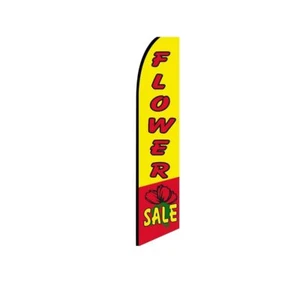 Flower Sale YellowRed Swooper Flutter Feather Flag | 3ft W x 11.5ft Tall - Picture 1 of 3