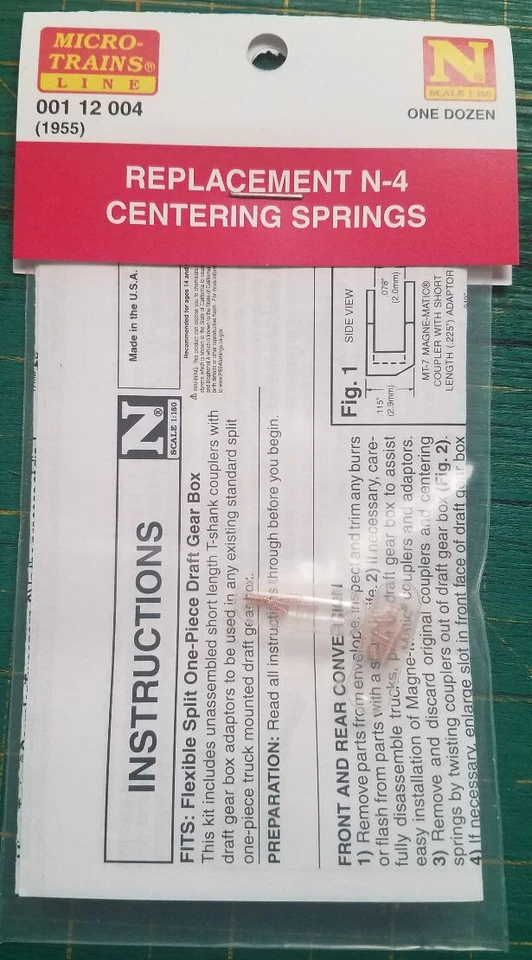 N Scale MICRO TRAINS 001 12 004  Replacement N-4 Centering Springs  1955 - Image 1 of 1