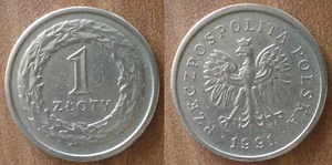 Poland 1 Zloty 1991 Aigle Coin Zlotych Free Shipping Worldwide - Picture 1 of 3