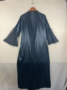 Oscar de la Renta Pink Label Womens Robe Size Small Black Satin w/Lace Detail - Picture 1 of 7