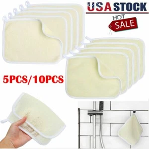 5/10 Pack Set Exfoliating Face and Body Wash Cloths Towel Soft Weave Bath Cloth - Picture 1 of 17