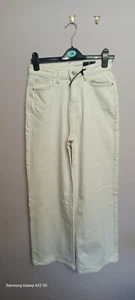 TU Ladies 8/L31" high rise wide leg pale stone jeans, never worn RRP £20 - Picture 1 of 8