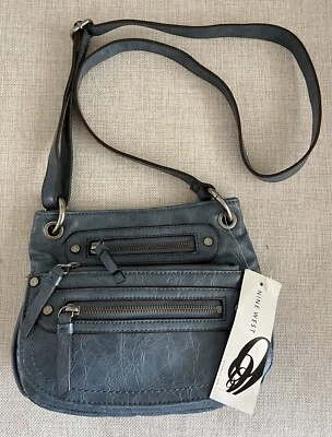 NEW NINE WEST  SMALL BLUE  EMBOSSED CROSSBODY HANDBAG PURSE - Image 1 of 4