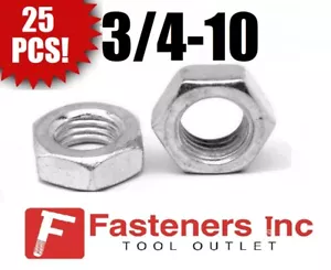 (Qty 25) 3/4-10 tuercas hexagonales atascadas (delgadas) chapadas en zinc bajo en carbono grado 2 - Imagen 1 de 2