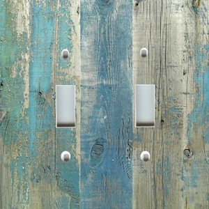 Blau grau gealtert rustikal Holz Bild Küste Strand Lichtschalter Platte Abdeckung - Bild 1 von 26