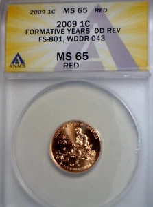 2009 ERROR ANACS MS65 WDDR #043 Lincoln Cent Coin Doubled Die Cherry Pck FS #801 - Picture 1 of 5