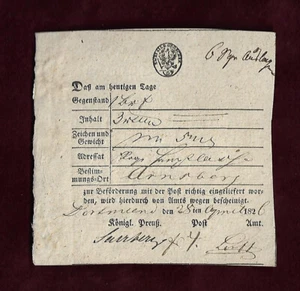 Dortmund 1826 Einlieferungsschein Postschein preuss. Postamt Saarburg ; 62061 - Picture 1 of 2