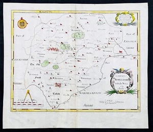 1695 Robert Morden Antique Map The English County of Rutland, Camden's Britannia - Picture 1 of 1