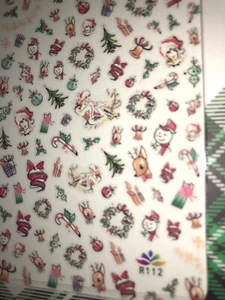 Calcomanías de Navidad para uñas, copos de nieve, renos, adornos diseño dorado - Imagen 1 de 2