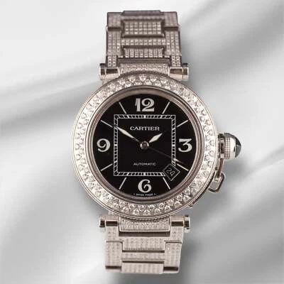 Cartier Pasha 40mm Black Dial Custom Iced Out 8ct Genuine Diamonds Ref 2790 - Image 1 of 4