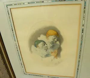 Armand Henrion 1875-1958 incisione a colori di clown noto artista francese - Foto 1 di 13