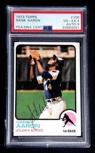 HANK AARON PSA 4 PSA/DNA 9 AUTOGRAPH SIGNED 1973 TOPPS BASEBALL CARD #100 BRAVES - Picture 1 of 3