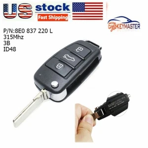 Llave remota abatible FOB para Audi A4 S4 2006-2010 8E0 837 220 L 3B 315MHz ID48 - Imagen 1 de 1