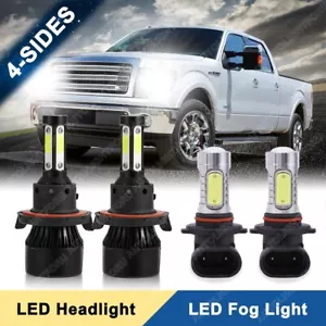 For 2004-2014 Ford F-150 6000K LED Headlight Hi/Lo + Fog Light 4 Bulbs Combo kit - Picture 1 of 13