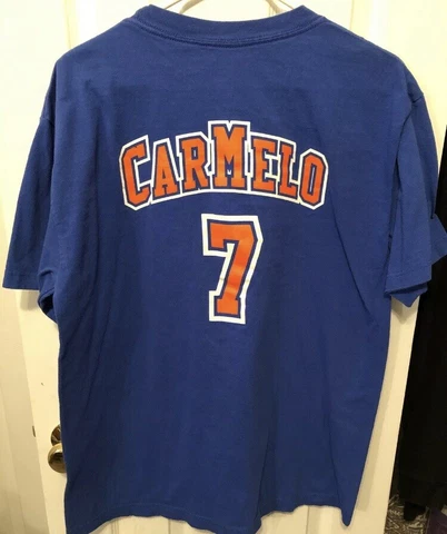 Carmelo Anthony New York Knicks Blue NBA Shirt Size XL Cover